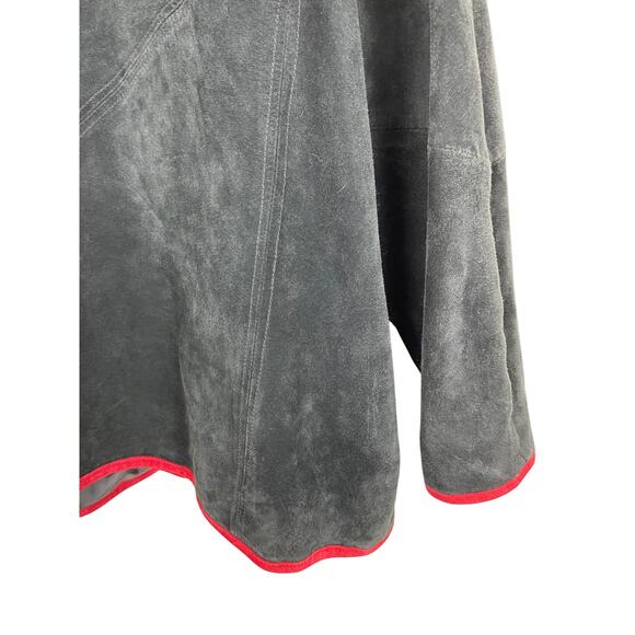 Womens Suede Jacket Black Red Floral Medium Linea by Louis Dell’Olio - Picture 11 of 12